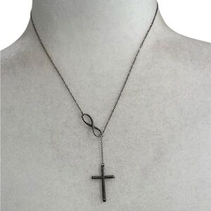 Easter Antiqued Infinity Cross Sterling Silver Necklace Bohemian Christian Faith
